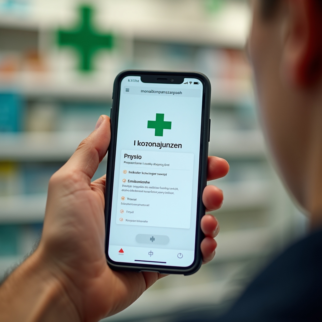 Close-up of a smartphone screen displaying a four-digit e-prescription code in the Polish IKP patient portal app